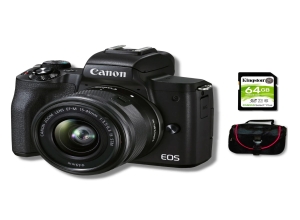 CAMARA CANON EOS M50 MK II 15-45 4K+MOCHILA+TRIPODE+SD 64GB