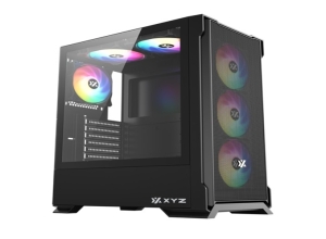 CASE XYZ AIRONE 300-X MESH BLACK MID TOWER 6 FAN 120MM ARGB VIDRIO TEMPLADO SIN FUENTE