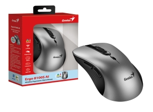 MOUSE WIRELESS GENIUS ERGO 8100S AI COPILOT 6-BOT SILENT ERGONOMICO SILVER/GRAY