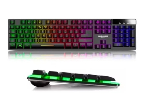 TECLADO GAMER MICRONICS NEON MIC GT1000 RAINBOW + MOUSE RGB USB