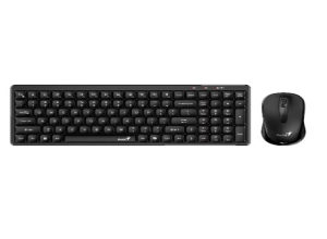 TECLADO GENIUS + MOUSE WIRELESS LUXEMATE Q8100 AI COPILOT COMPACT MULTIMEDIA SP BLACK